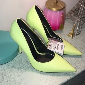 NWT Neon green heels from Zara
